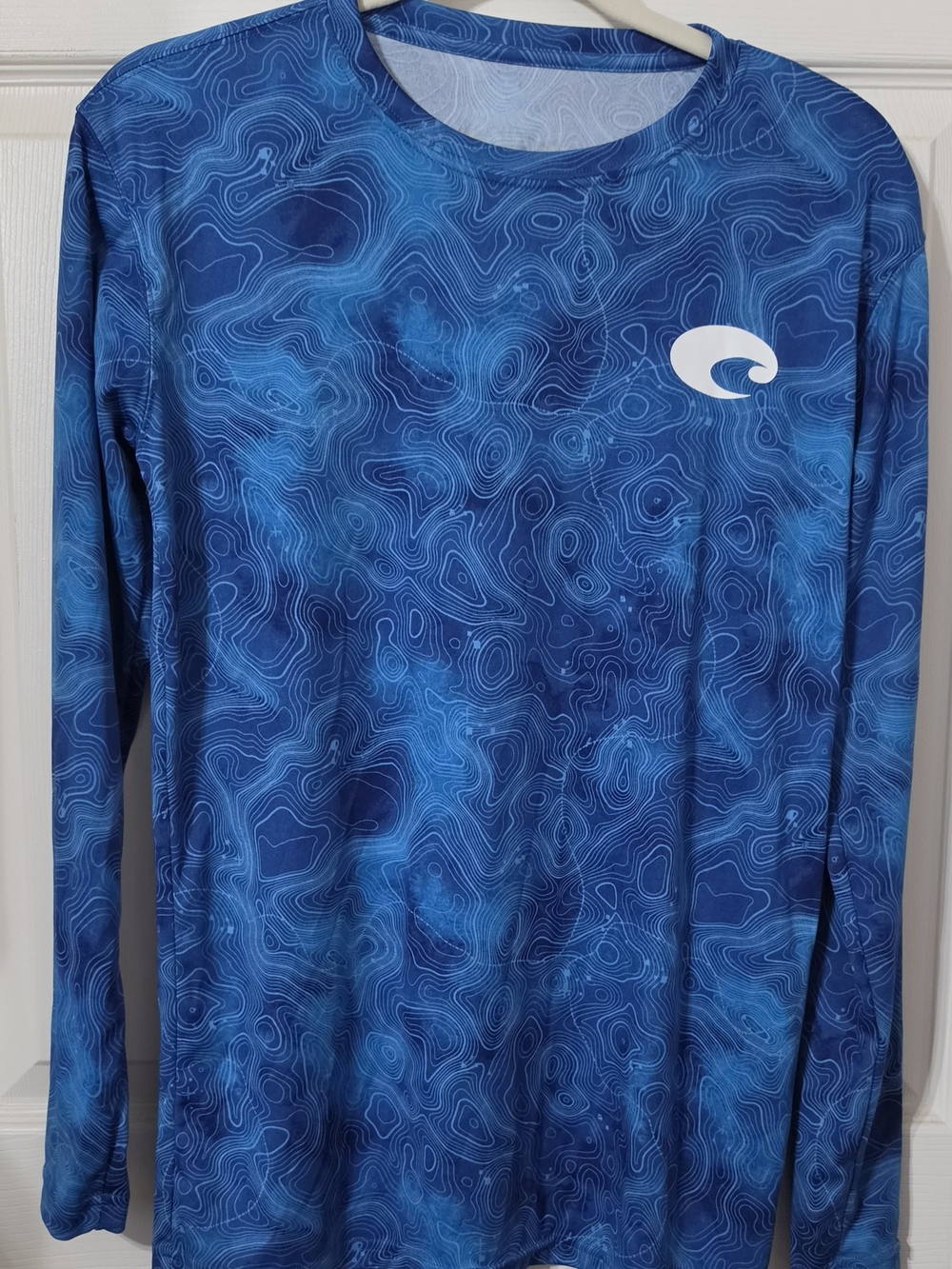 Costa Small Blue Topo-Print Performance Top with White Logo